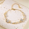 Alloy Link Chain Bracelets, Adjustable Bracelet for Women, Flower, Golden, Clear, 7-1/8 inch(18cm)