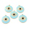 Real 18K Gold Plated Brass Micro Pave Cubic Zirconia Pendants, with Jump Ring and Enamel, Long-Lasting Plated, Flat Round with 
Evil Eye, Light Blue, 33x30x4mm, Jump Ring: 5x1mm, 3mm Inner Diameter