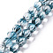 Transparent Glass Beads Strands, Lantern, Prussian Blue, 10.5x9.5x10.5mm, Hole: 1mm, about 38pcs/strand, 15.24 inch(38.7cm)