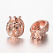 Lion Head Alloy Beads, Rose Gold, 15x11.5x7.5mm, Hole: 2mm