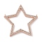Rack Plating Brass Micro Pave Cubic Zirconia Connector Charms, Long-Lasting Plated, Lead Free & Cadmium Free, Star, Rose Gold, 30x33x2.5mm, Hole: 0.8mm