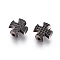 Brass Micro Pave Cubic Zirconia Slide Charms, Long-Lasting Plated, Cross, for Religion, Black, Gunmetal, 11.5x11.5x6mm, Hole: 2mm