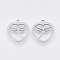 Non-Tarnish 201 Stainless Steel Pendants, Laser Cut Pendants, Heart with Dragonfly, Stainless Steel Color, 17.5x15.5x1mm, Hole: 1.4mm