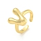 Brass Letter Open Cuff Rings for Women, Cadmium Free & Lead Free, Adjustable, Real 18K Gold Plated, Letter V, 15~16.5x7~16.5mm