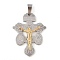 304 Stainless Steel Pendants, Crucifix Cross Charm, Golden & Stainless Steel Color, 33.5x25x4mm, Hole: 7x5mm