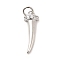 Rack Plating Brass Micro Pave Cubic Zirconia Pendants, Horn Tusk Charm, Long-Lasting Plated, with Jump Rings, Cadmium Free & Lead Free, Real Platinum Plated, 19.5x6.5x3.5mm, Hole: 3mm