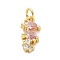 Brass Micro Pave Cubic Zirconia Pendants, Cadmium Free & Lead Free, Sea Animals Charms, Real 16K Gold Plated, with Jump Ring, Sea Horse, 14x7x3.5mm, Hole: 3mm