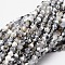 Faceted Natural Agate Round Beads Strands, Dyed, Gray, 4mm, Hole: 1mm, about 68pcs/strand, 14.5 inch
