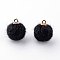 Alloy Pendants, Round, Golden, Black, 16.5x14.5mm, Hole: 1.5mm