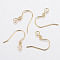304 Stainless Steel Earring Hooks, Ear Wire, with Horizontal Loop, Real 18k Gold Plated, 17x18x2.4mm, Hole: 1.8mm, 21 Gauge, Pin: 0.7mm