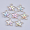 Epoxy Resin Pendants, with Brass Findings and Polymer Clay, Star, Light Gold, 23x22x3~4mm, Hole: 1.2mm