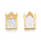 Natural Freshwater Shell Pendants, with Real 18K Gold Plated Brass Findings, Nickel Free, Door Charm, Creamy White, 17x12x4.5mm, Hole: 2mm