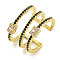 Rectangle Rack Plating Brass Micro Pave Cubic Zirconia Wide Cuff Rings for Women, Cadmium Free & Lead Free, Long-Lasting Plated, Real 18K Gold Plated, 15.5mm, Adjustable