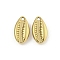 Ion Plating(IP) 304 Stainless Steel Charms, Cowrie Shell Shape Charm, Real 18K Gold Plated, 14x7.5x3mm, Hole: 1mm