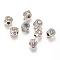 Alloy Rhinestone European Beads, Large Hole Beads, Flat Round, Antique Silver, Mixed Color, 11.5~12x11.5mm, Hole: 4mm