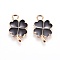 Alloy Enamel Pendants, Four Leaf Clover, Light Gold, Black, 18x12x1mm, Hole: 2.5mm