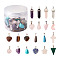 Natural & Synthetic Mixed Gemstone Pendants, with Platinum Tone Brass Findings, Mixed Shapes, 40pcs/box