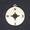 201 Stainless Steel Laser Cut Pendants, Compass, Golden, 22x19.5x1mm, Hole: 1.4mm