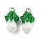 Brass Enamel Pendants, Cadmium Free & Nickel Free & Lead Free, Real Platinum Plated, Chinese Cabbage, 16x9x7mm, Hole: 1.6mm