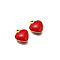 Stainless Steel Charms, with Enamel, Golden, Heart Charm, Red, 8x9mm, Hole: 1.2mm