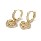 Clear Cubic Zirconia Heart with Snake Dangle Hoop Earrings, Brass Drop Earrings for Women, Real 18K Gold Plated, 27mm, Pin: 0.7mm