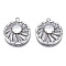 Brass Clear Cubic Zirconia Pendants, Cadmium Free & Nickel Free & Lead Free, Flat Round with Sun, Platinum, 18.5x16.5x7mm, Hole: 1.2mm
