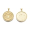 Brass Micro Pave Clear Cubic Zirconia Pendants, Cadmium Free & Lead Free, Flat Round with Crown, Real 18K Gold Plated, 28.5x25.5x2.5mm, Hole: 3.5x4mm