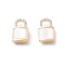 Rack Plating Brass Pendants, Cadmium Free & Nickel Free & Lead Free, with Cubic Zirconia & Shell, Long-Lasting Plated, Lock, Real 18K Gold Plated, 12.5x8x4mm, Hole: 3.2x3.1mm
