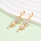 Brass Micro Pave Clear Cubic Zirconia Leverback Earrings, Long-Lasting Plated, Flower, Golden, Clear, 47.5~49x13.5mm
