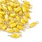 Electroplate Glass Faceted Rectangle Connector Charms, with Brass Wire Loops, Real 18K Gold Plated, Rack Plating, Long-Lasting Plated, Yellow, 15.5x4x3mm, Hole: 1.6~1.8mm