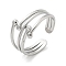 Non-Tarnish 304 Stainless Steel Open Cuff Rings, Stainless Steel Color, Inner Diameter: 18mm