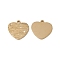 PVD Vacuum Plating 201 Stainless Steel Charms, Textured, Heart Charm, Real 18K Gold Plated, 12x12x0.5mm, Hole: 1mm