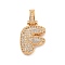 Brass Micro Pave Clear Cubic Zirconia Pendants, Cadmium Free & Nickel Free & Lead Free, Real 18K Gold Plated, Letter F, 31x16.5x5mm, Hole: 3x6mm