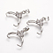Rack Plating Brass Ice Pick and Pinch Bails, Long-Lasting Plated, with Rhinestone, Platinum, 17~18x12~13x5mm, Hole: 4x4.5mm, Pin: 1mm