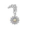 304 Stainless Steel Pave Clear Cubic Zirconia Clip on Belly Rings, Stainless Steel Color, Flower, 31mm