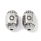 16 Surgical Stainless Steel Beads, Oval with Sun, Antique Silver, 12x7.5x7mm, Hole: 1.8mm