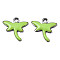 201 Stainless Steel Enamel Charms, Dragonfly, Stainless Steel Color, Green Yellow, 11.5x12x1.5mm, Hole: 1.2mm
