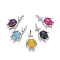 Natural Agate Pendants, with Brass Findings, Penguin, Platinum, 34~35x24~25x5~8mm, Hole: 8x5mm