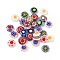 Handmade Lampwork Cabochons, Flat Round with Flower, Mixed Color, 11.5~12x3.5mm