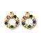 304 Stainless Steel Rhinestone Pendants, Ring, Golden, 20.5x17x3.5mm, Hole: 1.6mm