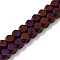 Electroplated Natural Lava Rock Beads Strands, Faceted, Cube, Purple Plated, 6~6.5x6~6.5x6~6.5mm, Hole: 1.2mm, about 62pcs/strand, 16.14''(41cm)