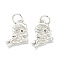 Brass Micro Pave Clear Cubic Zirconia Charms, Long-Lasting Plated, with Jump Ring, Horse, Platinum, 15x10x2mm, Hole: 3.5mm