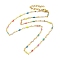 304 Stainless Steel Dapped Chains Necklaces, Colorful Enamel Oval Link Chain Necklace, Golden, 15-7/8 inch(40.4cm)