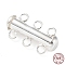 925 Sterling Silver Slide Lock Clasps, Peyote Clasps, 3 Strands, 6 Holes, Tube, Silver, 17.5x11x6mm, Hole: 1.9~2mm