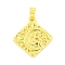 Brass Micro Pave Clear Cubic Zirconia Pendants, Cadmium Free & Nickel Free & Lead Free, Real 18K Gold Plated, Rhombus, 20x17.5x2mm, Hole: 4.5x3.5mm