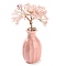 Natural Rose Quartz Chips Money Tree Decorations, Random Mixed Porcelain Vase Base with Copper Wire Feng Shui Energy Stone Gift for Home Office Desktop Decoration, 48~62x140mm