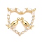Cubic Zirconia Pendants, with Rack Plating Real 18K Gold Plated Brass Findings, with Jump Rings, Long-Lasting Plated, Lead Free & Cadmium Free, Heart, Real 18K Gold Plated, 17.5x17x2.5mm, Hole: 1mm