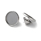 304 Stainless Steel Flat Round Brooch Brooch Base Settings, Ion Plating(IP), Stainless Steel Color, 17.5x10mm, Inner Diameter: 15.5mm