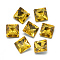 Pointed Back Glass Rhinestone Cabochons, Back Plated, Faceted, Square, Gold, 8x8x3.5mm