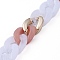 Handmade CCB Plastic Curb Chains, with Acrylic Linking Rings, Imitation Gemstone, for Handbag Chain Making, Golden, Rosy Brown, Link: 22~23x16~16.5x5mm, 39.37 inch(1m)/strand